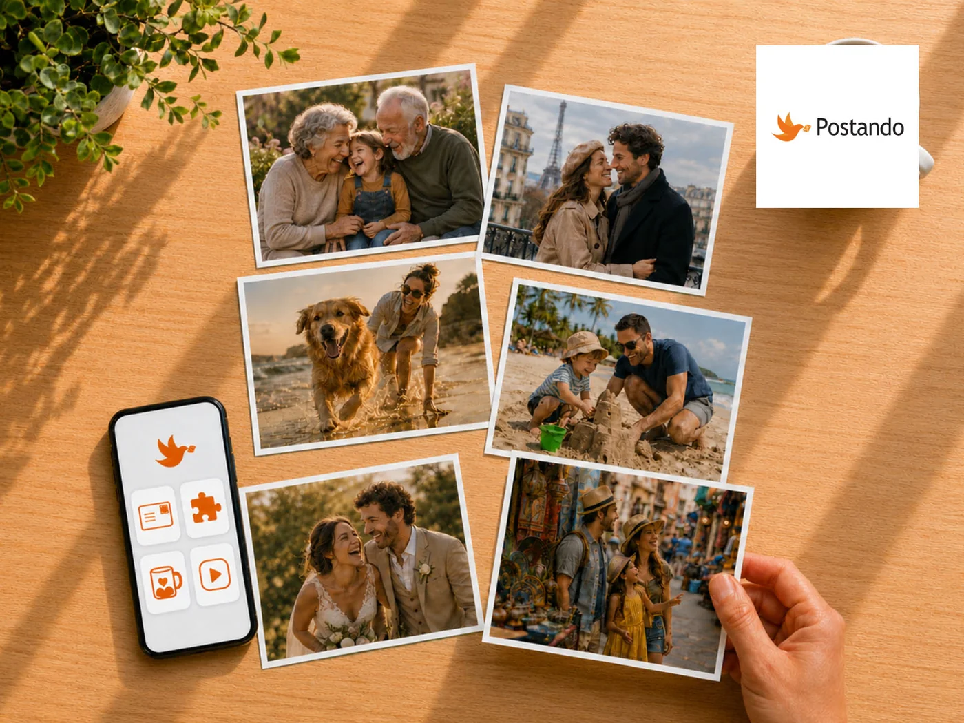 Postando Postkarten aus eigenen Fotos, gestaltet per Smartphone