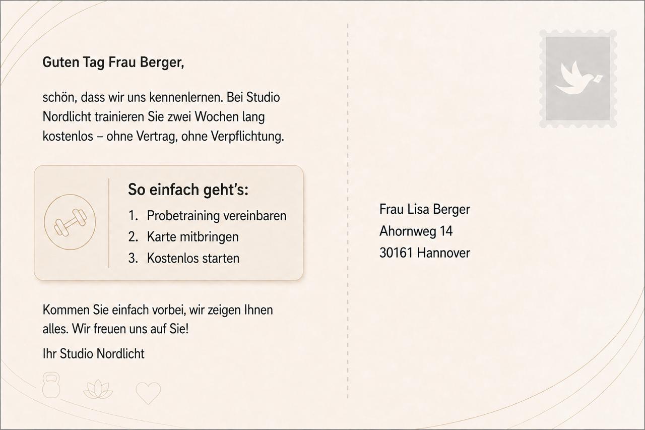 Postkarten-Rückseite Neukundenakquise