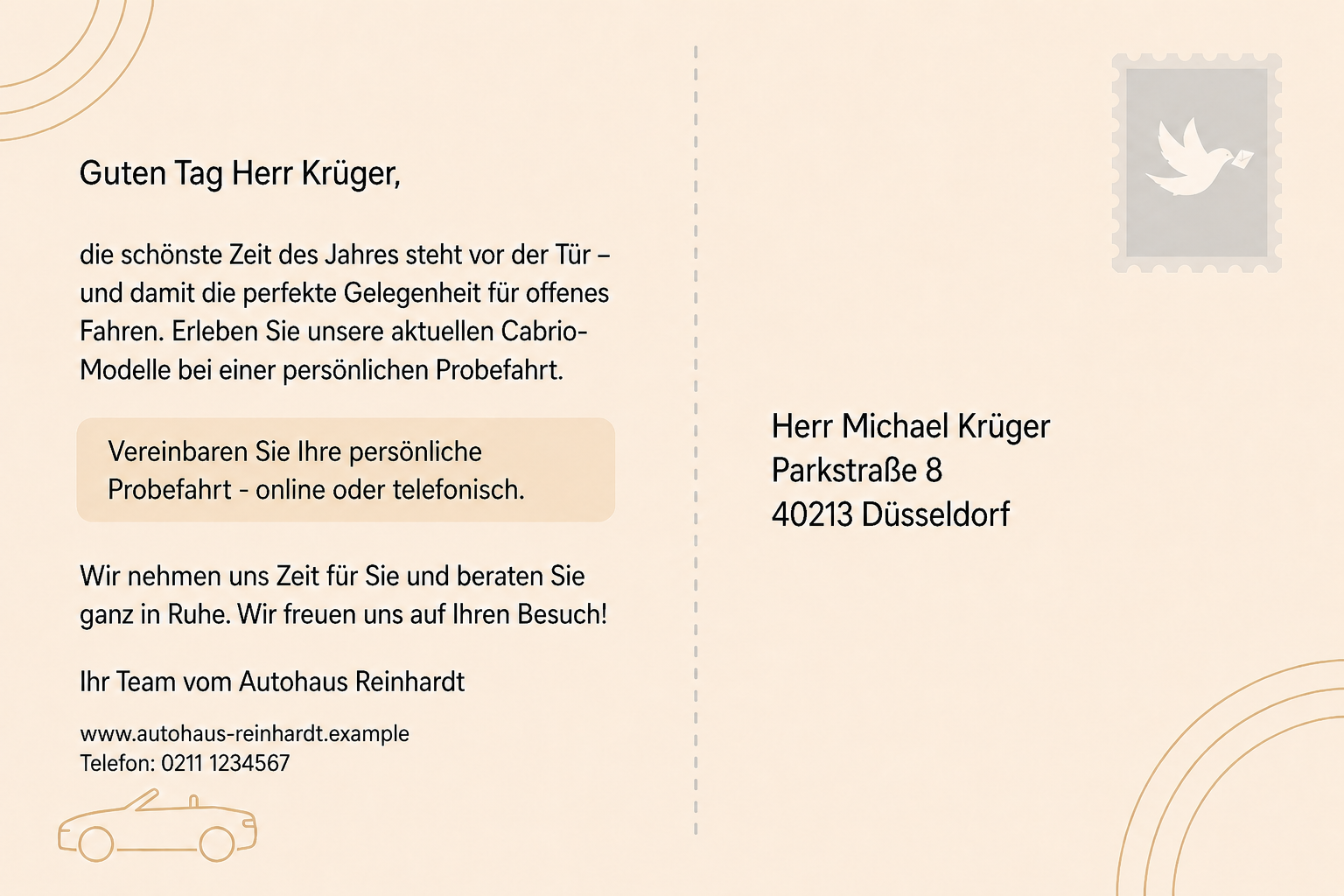 Postkarten-Rückseite Saisonales Mailing